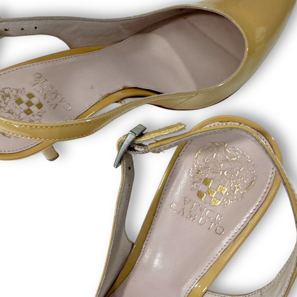 Vince Camuto Stefania Slingback Pumps Petal Nude Patent Leather Heels 10.5M‎ EUC - Picture 10 of 11